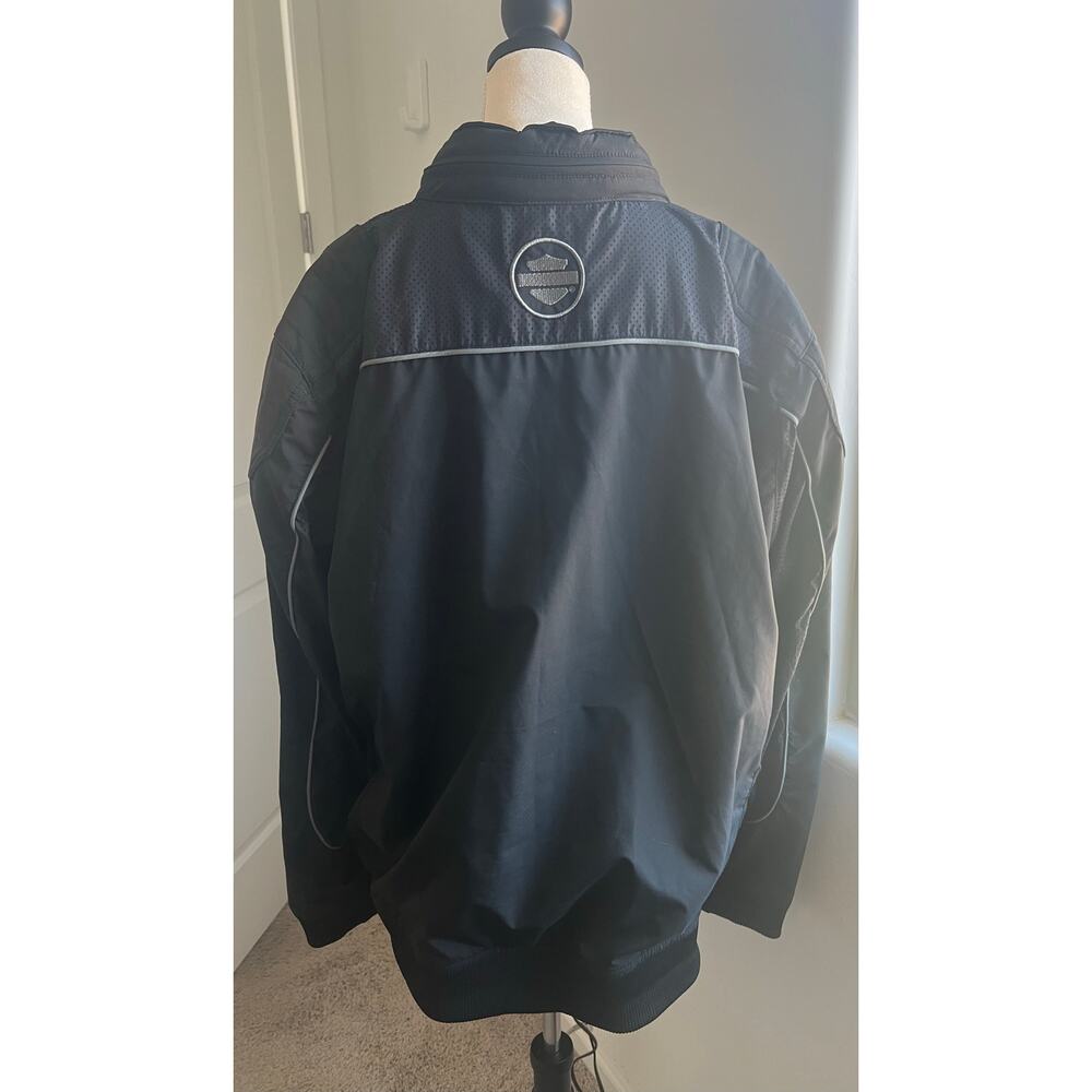 Harley Davidson Black Dust Rider Biker 2-way Zip Hidden Hood Jacket Coat 2XLโ - Picture 4 of 15
